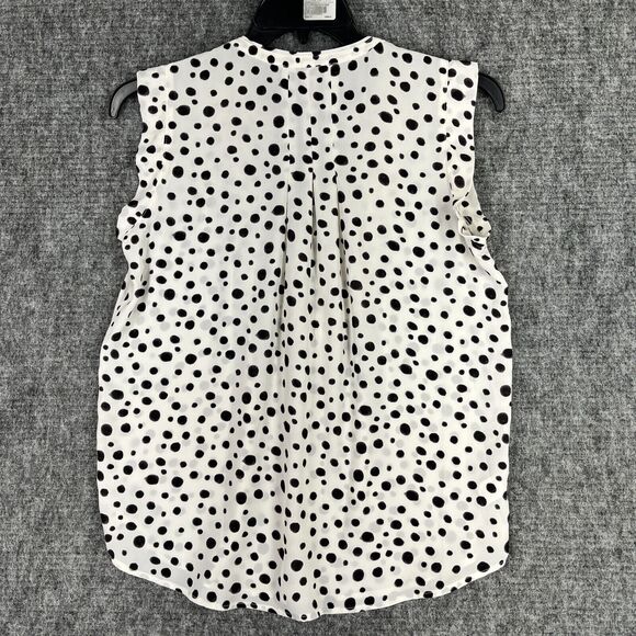 LOFT BLOUSE WOMENS SMALL WHITE V-NECK BIZ CAREER PROFESSIONAL LEOPARD PRINT - Picture 2 of 10